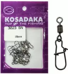 Вертлюжок с застежкой Kosadaka Impressed Rolling swivel nice snap 3023-08 10шт